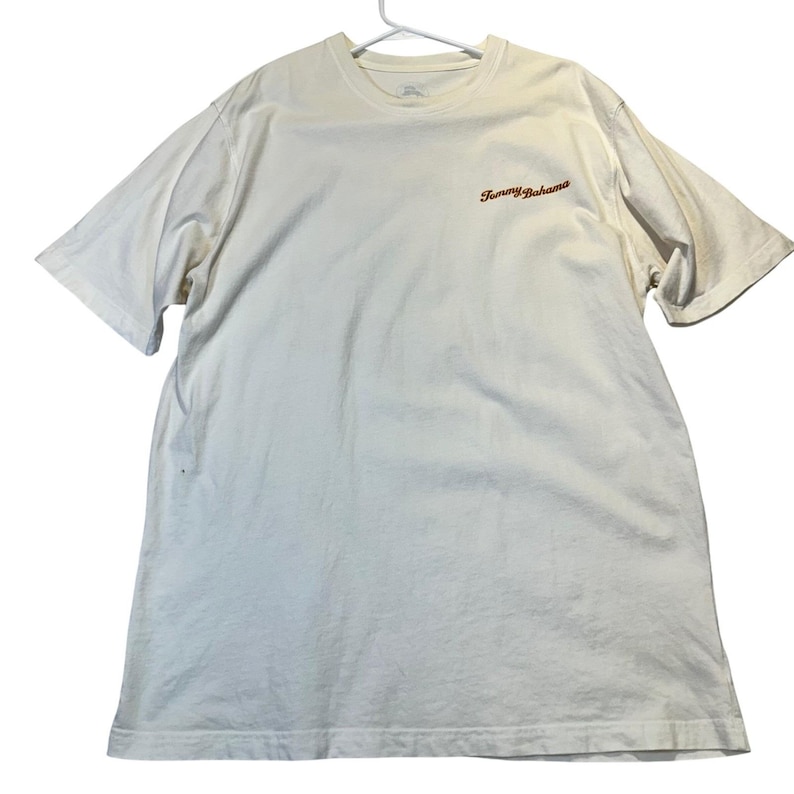Tommy Bahama Graphic T-Shirt Mens XL Cream Last Call Cocktail Tropical Beach image 1