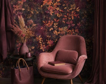 Dark Moody Floral Wallpaper, Vintage Botanical Peony, Dark Academia Wall Decor