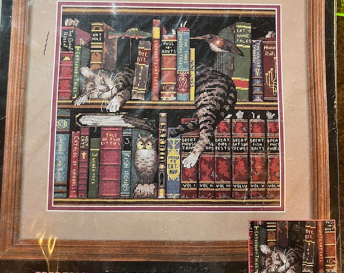 Kreuzstich Kit Frederick The Literate - 12x11 Zoll Katze Mit Büchern