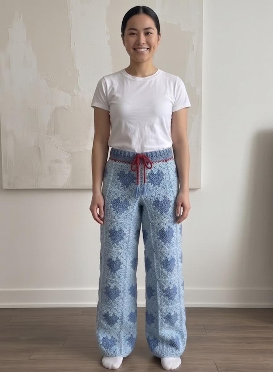 Crochet Pants Heart Granny Square Pants Crochet