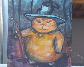 Halloween Cat Hand Painted Art