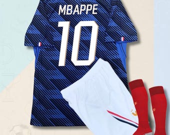 France Jersey For Kids, Mbappe #10 Jersey & Shorts Set,Custom Name Soccer Shirt, Adults and Youth Sizes, Gift For Fans
