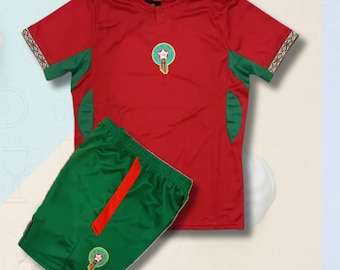 Morocco Jersey For Kids, Hakimi #2 Jersey & Shorts Set,Custom Name Number Football Shirt, Adults and Youth Sizes, Gift For Morocco Fans