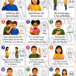 Personligt utrymme Social berättelse | Respektera gränser | Autism ADHD | Specialpedagogik och särskilda behov Utskrivbar PDF