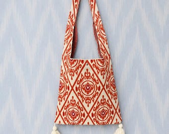 Mochila uzbeka Ikat / Bolso de viaje bohemio, mochila étnica, estilo de Asia Central