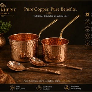Hammered handmade copper cookware, kitchen cooking & serving Pot, Indian traditional
