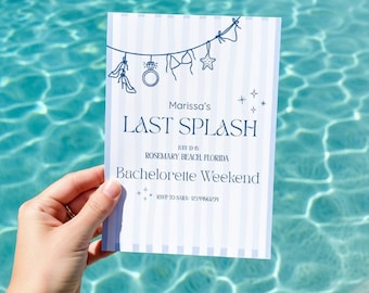 Laatste splash vrijgezellenfeest uitnodiging, vrijgezellenfeest uitnodiging, bewerkbare sjabloon digitale download
