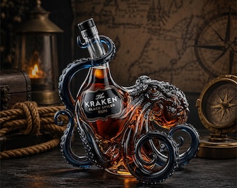Kraken Octopus Whiskey Decanter, Nautical Bar Decor, Sea Monster Liquor Bottle, Pirate Gift for Whiskey Lovers