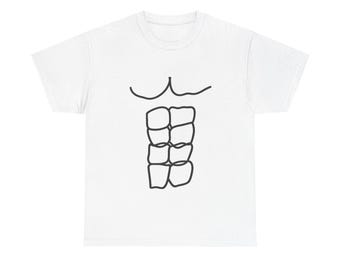Handgetekende T-shirt met illustratie van de buikspieren