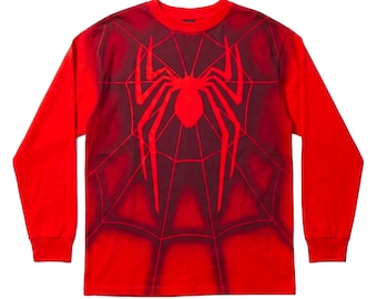 スパイダーマン トビー 長袖コスプレシャツ レッド スーパーヒーロー コンプレッション トップ