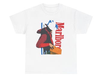 T-shirt met grafische Marlboro-cowboy | Retro Cigarette Brand Art-T-shirt