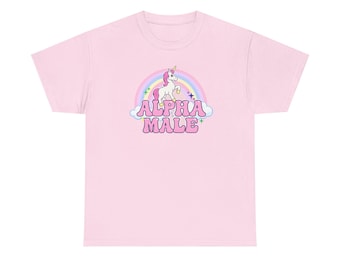 Alpha Male eenhoorn T-shirt Regenboog eenhoorn grafisch T-shirt