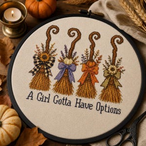 Witch Broom Cross Stitch Pattern | Halloween Witch PDF Download | Witchy Cross Stitch | Autumn Decor | Spooky Witch Pattern