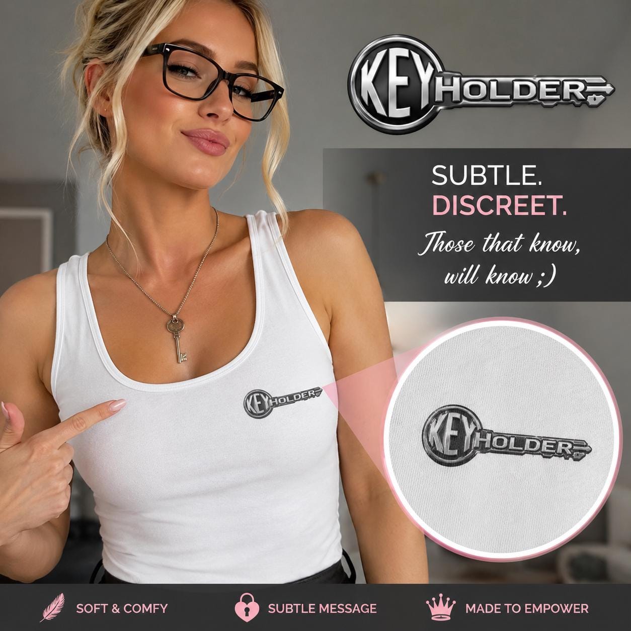 Chastity Discreet Keyholder Tank Top | Wife, Femdom Shirt