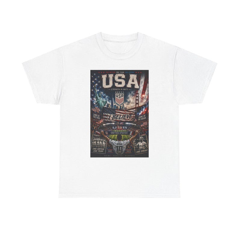 USA Soccer Graphic Shirt, Patriotic American Fan Tee, Strength in Unity Design image 1