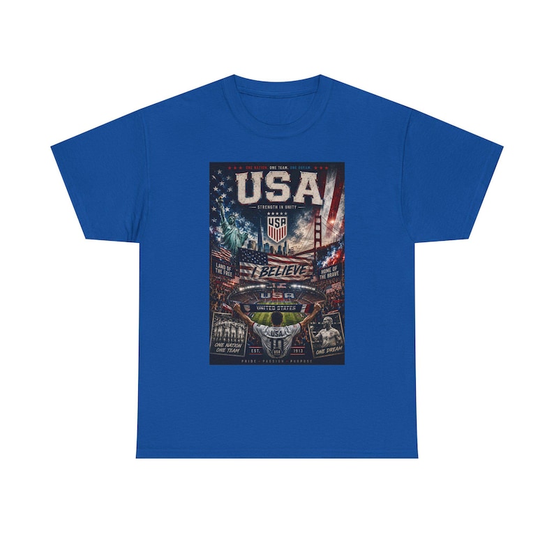 USA Soccer Graphic Shirt, Patriotic American Fan Tee, Strength in Unity Design image 4