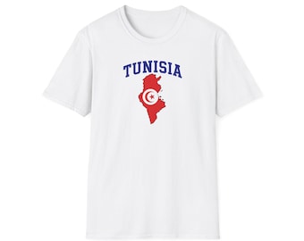 Tunisien VM Unisex T-shirt | Tunisienkarta med flagga T-shirt | Tunisisk karta T-shirt