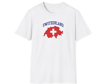 Schweiz VM Unisex T-shirt | Schweiz karta med schweizisk flagga T-shirt | Schweizisk country-t-shirt