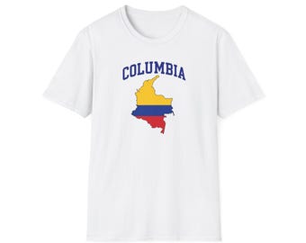 Columbia World Cup Unisex T-shirt | T-shirt med Colombias karta och flagga | T-shirt med konturer av Colombias flagga
