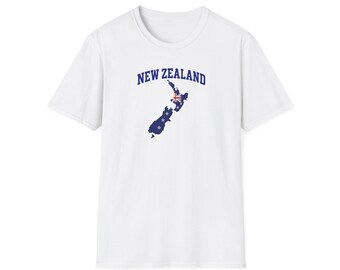 Nya Zeelands VM unisex t-shirt | Nya Zeelands karta med flagga t-shirt | Nya Zeelands silhuett t-shirt