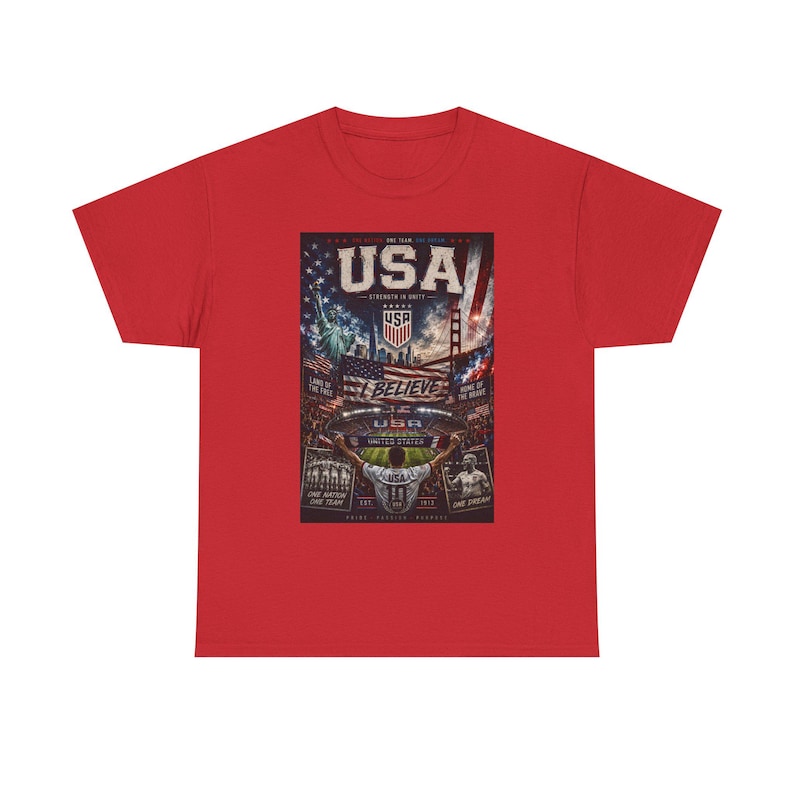 USA Soccer Graphic Shirt, Patriotic American Fan Tee, Strength in Unity Design image 6