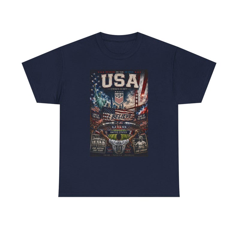 USA Soccer Graphic Shirt, Patriotic American Fan Tee, Strength in Unity Design image 5