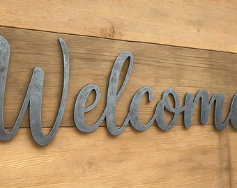 Metal Script Name Sign – Custom Wall Word Cutout – Personalized Steel Name Plaque for Home, Office,