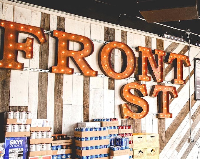 Featured listing image: 18-inch Rustic Distressed Marquee Letter - Vintage Channel-Style Lighted Sign for Storefront Decor