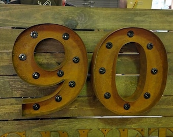 18″ Light Up Marquee Letter • Metal Wall Decor • Vintage Industrial Home Sign • Custom Initial / Room Decor