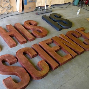 Vintage Retro channel letters distressed finish rustic reclaimed