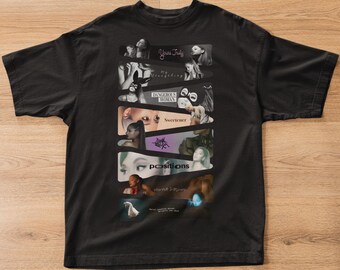 Ariana Grande Albums Timeline Shirt | Unisex Organic Oversized High Neck T-shirt | Pop Era Collage Graphic Tee | Arianator Fan Gift