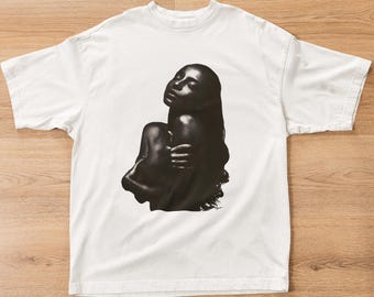Sade Portrait Shirt | Unisex Organic Oversized High Neck T-shirt | Timeless Soul Music Graphic Tee | Vintage R&B Style | Music Lover Gift