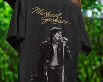 Michael Jackson Shirt | Unisex Organic Oversized High Neck T-shirt | King of Pop Concert Graphic Tee | Vintage Music Icon Gift