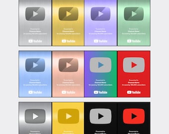 Personalize YouTube Play Button Bundle – Silver, Gold, Bronze Designs (Digital Download)