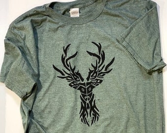 Stag, HAND PRINTED T-SHIRT