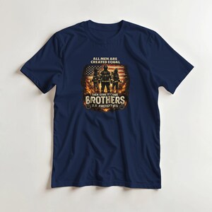 Firefighter Brothers T-shirt met print, zwaargewicht katoenen brandweerkleding afbeelding 1