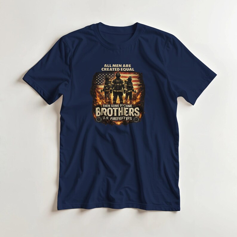 Firefighter Brothers T-shirt met print, zwaargewicht katoenen brandweerkleding afbeelding 1