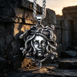 Naszyjnik z zawieszką z włosów węża Meduzy, kamień z mitologii greckiej