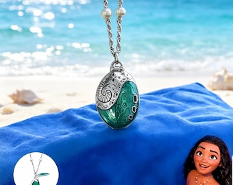 Moana Ocean Heart Locket Necklace, Disney Princess Inspired Pendant, Anime Cosplay Jewelry Gift