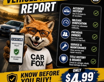 CARFAx VIN Check PDF, Used Car Buyer Inspection Report  (Digital Download)