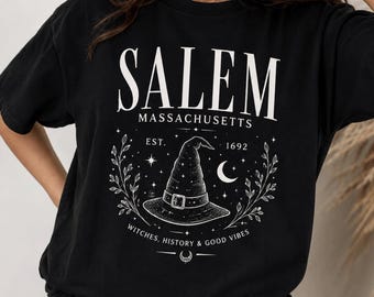 Salem Massachusetts Witch Shirt, Vintage Salem 1692 T-Shirt, Spooky Season Graphic Tee, Halloween Witchy Unisex Gift