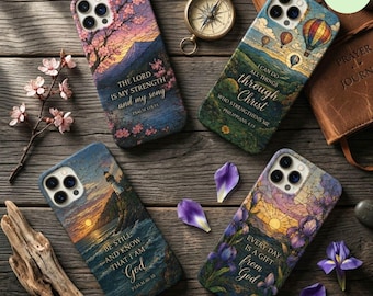 Christian iPhone Case, Bible Verse Tough Phone Case, Floral Scripture MagSafe Case, Psalm 46 10 Faith Gift for Her Inspirational Phone Cover