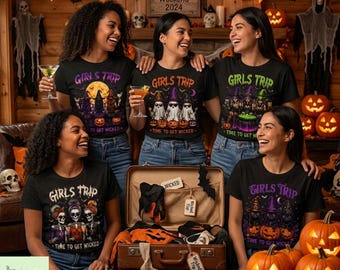 Halloween Girls Trip Shirt, Witch Friends Shirt, Spooky Season Graphic Tee, Matching Bestie Tee, Women's Fall Graphic Shirt