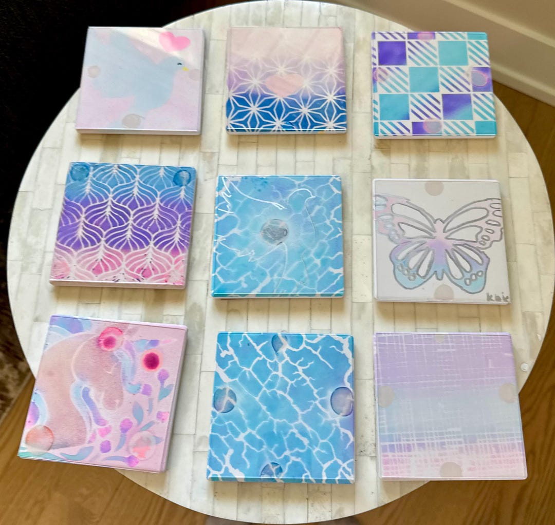 Colorful Painted Coasters - Etsy