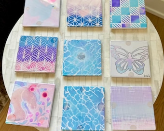 Colorful painted coasters