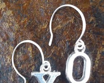 Silver XO Earrings- hand hammered ear wires