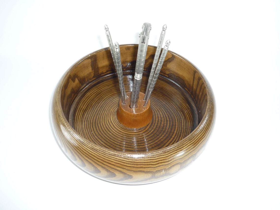 Wood Nut Bowl with Nutcracker and 4 Picks Etsy