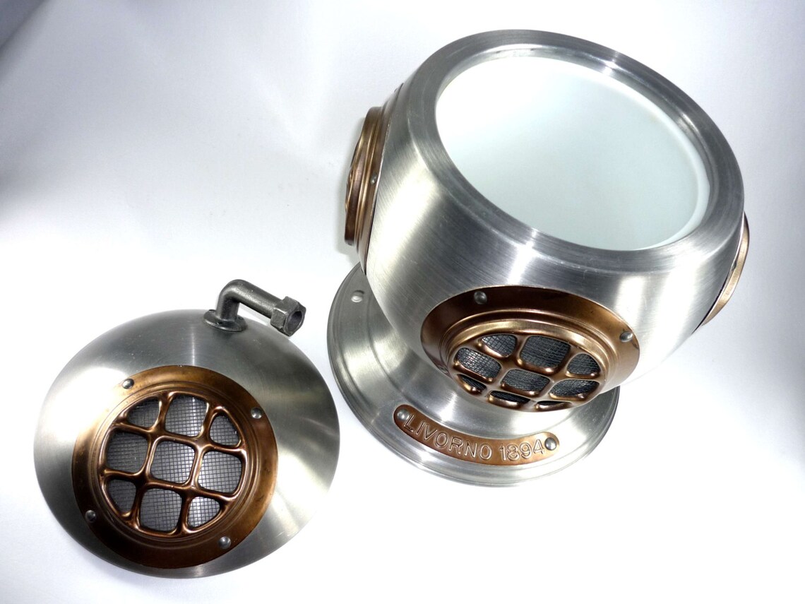 Scuba Divers Helmet Ice Bucket Livorno 1894 Pewtertone Made in Etsy