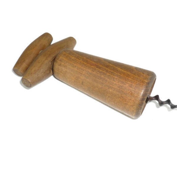Vintage Double Action Corkscrew gemaakt van hout