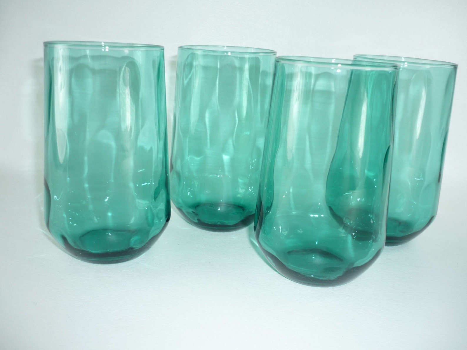 Aqua Tumblers Teal Drinking Glasses Set of 4 Vintage Etsy